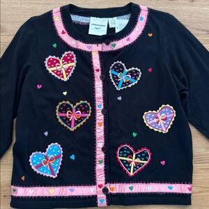 Michael Simon Light Vintage Valentine Heart Appliqué Cartigan Small New ButtonUp